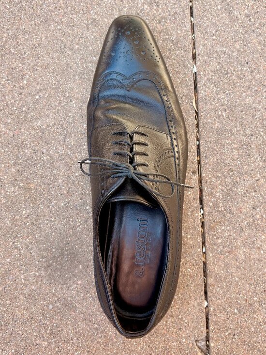 a. testoni |  Men\'s Wingtip Oxford Dress Shoes (Black) main image 8